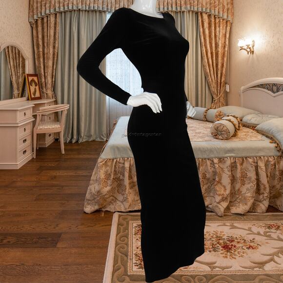 Cache Black Velvet Bodycon Evening Dress S - Picture 4 of 11